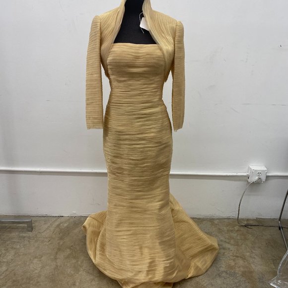 Gold Mermaid Dress With Matching Jacket - Picture 1 of 3